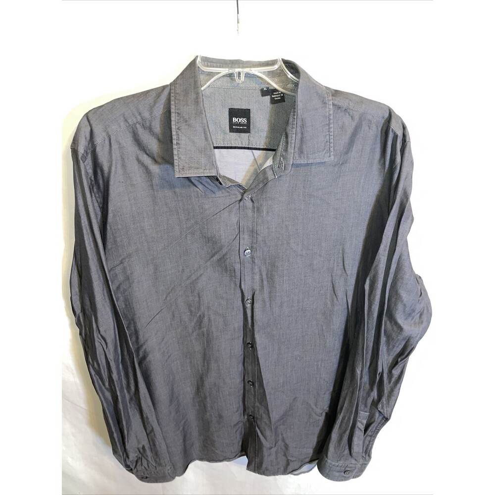 Boss Hugo Boss Dress Shirt Men’s Size XL Gray Button Up Long Sleeve